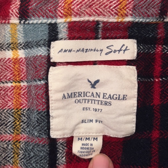American Eagle Slim Fit Ahh-Mazingly Soft Flannel Shirt, Juniors Medium - Picture 4 of 7